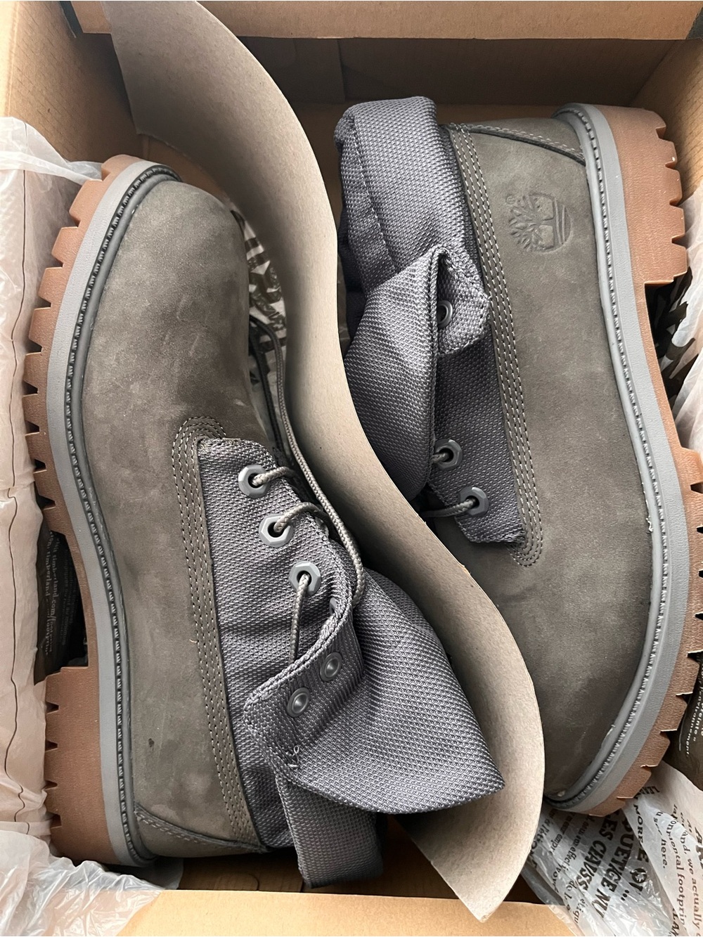Timberland Fold-Down Collar Boots in Dark Gray - Picture 2 of 4